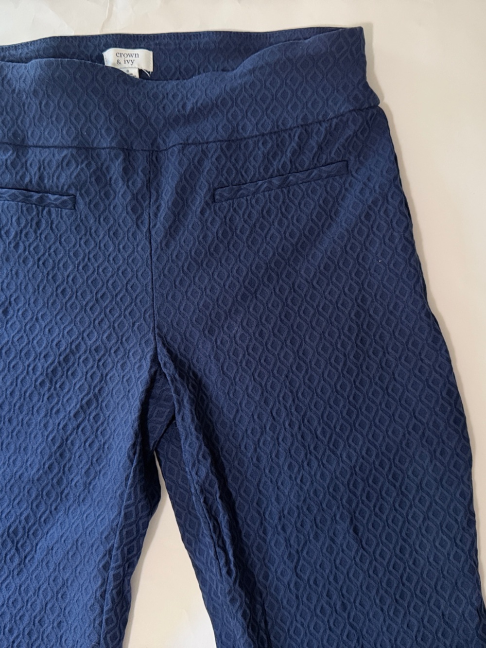 crown & ivy Textured Navy Chinos